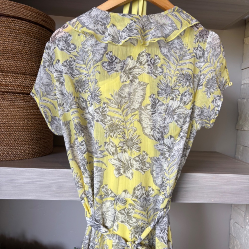 MSK - Chiffon Ruffle Sundress in Yellow & Grey - Picture 3 of 9